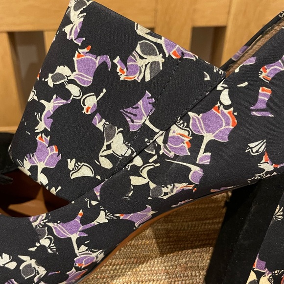 Marc By Marc Jacobs Suede Toe Tip With Printed Fabric Retro Style Shoes Size 8 - Picture 6 of 6